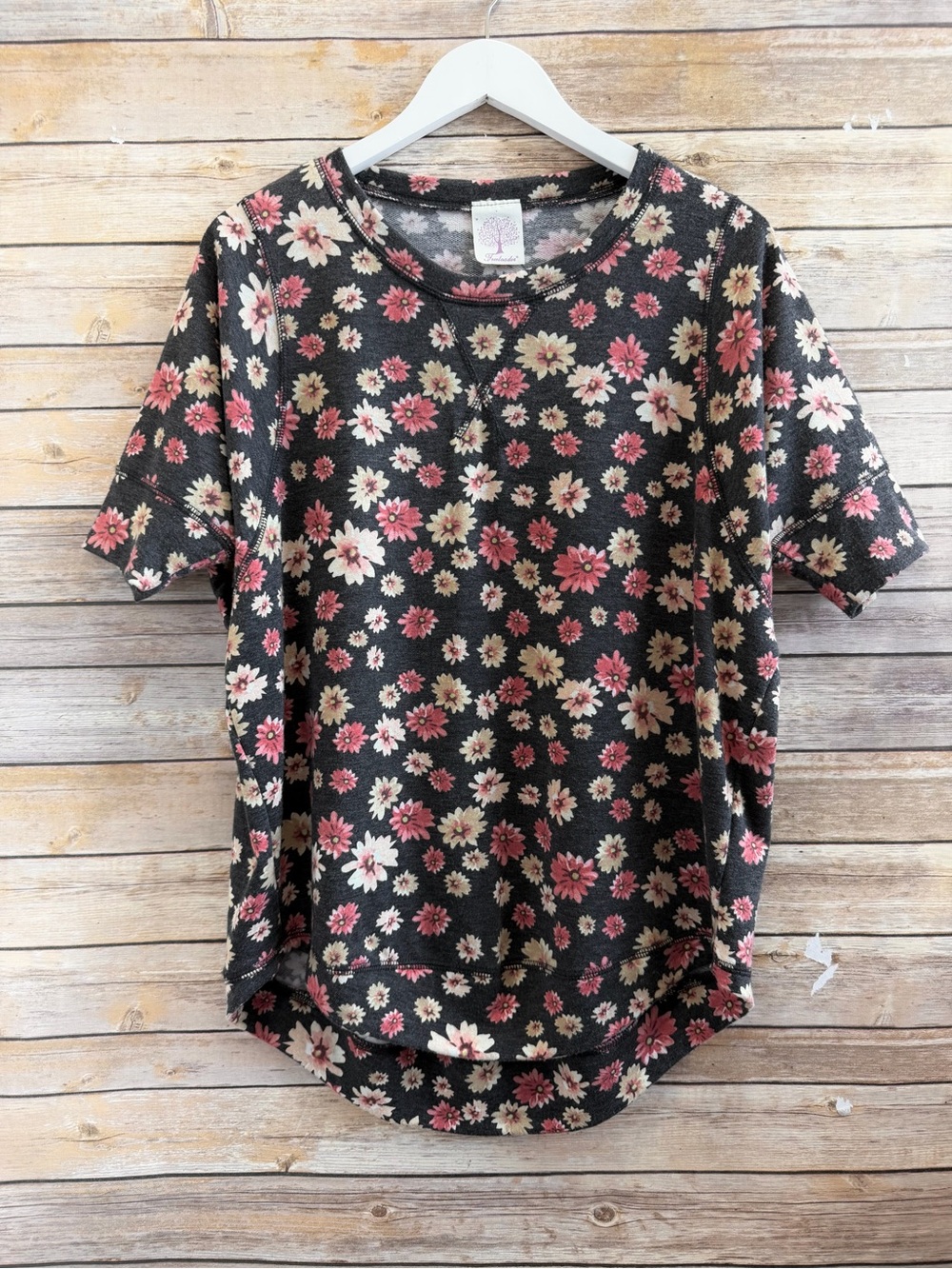 Freeloader Black Floral Dolman Sleeve Tunic Top Women’s Size Medium